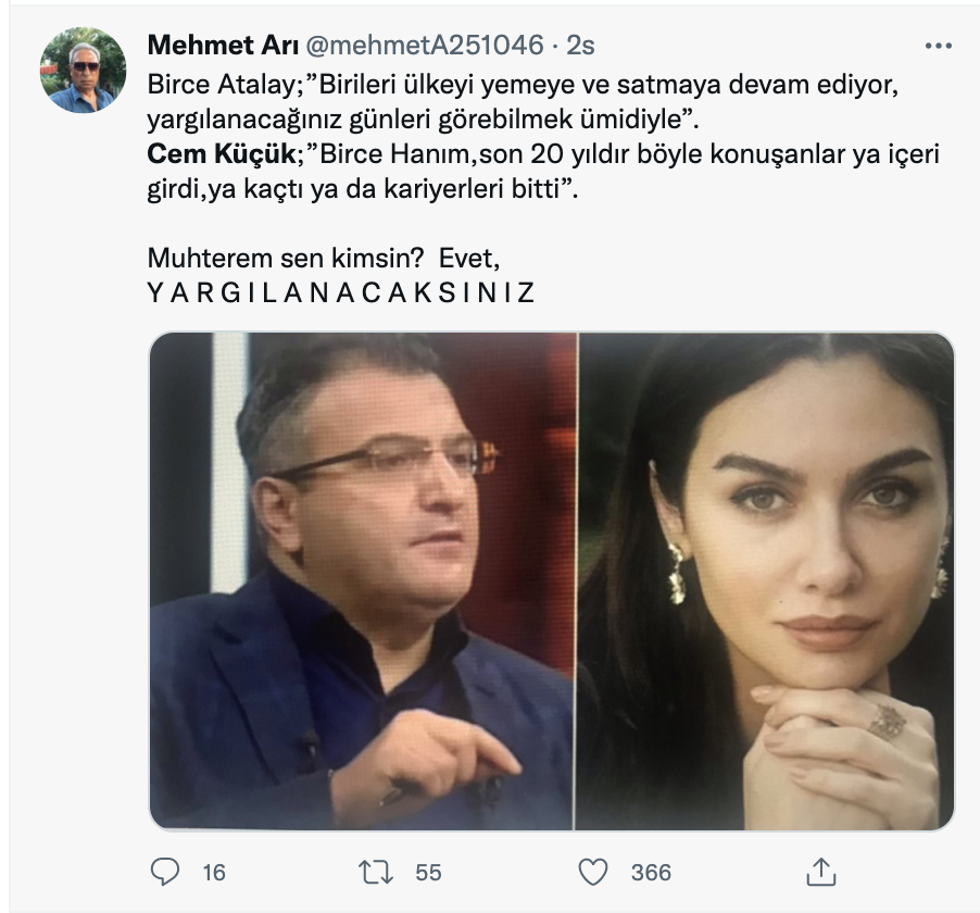 Birce Akalay’ı hedef alan Cem Küçük’e tepki yağıyor